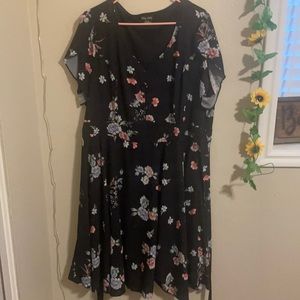 Black Floral Mid-thigh Dress